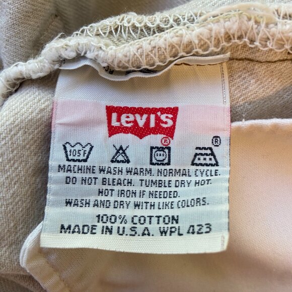 Levi's 501 Jeans 90s Vintage Tan Beige Khaki Made in USA Size 28/32 - Picture 7 of 9